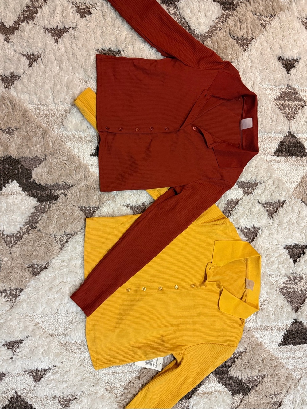 Rust Brown and Mustard Yellow Tops